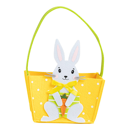 FELT BASKET WITH ELEGANT RABBIT AND CARROT 