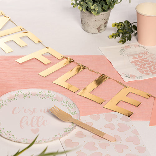 20 serviettes  33x33cm un amour inconditionnel rose layette