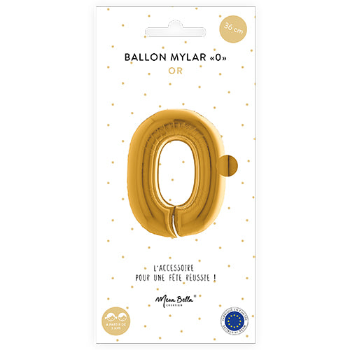 BALLON MYLAR 36 CM "0" OR