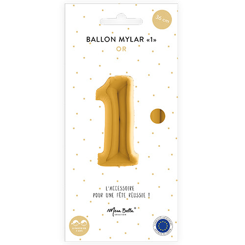 MYLAR BALLOON 36 CM "1" GOLD 