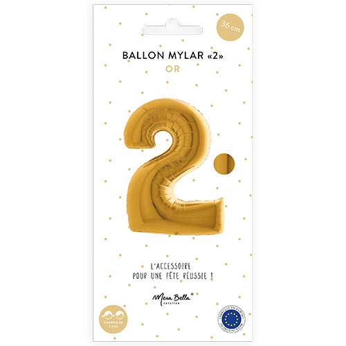 Mylar-Ballon 36 cm „2“ Gold 