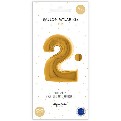Ballon mylar 36 cm "2" or