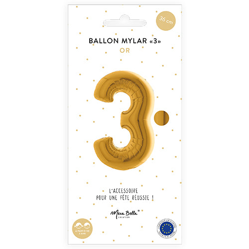 BALLON MYLAR 36 CM "3" OR