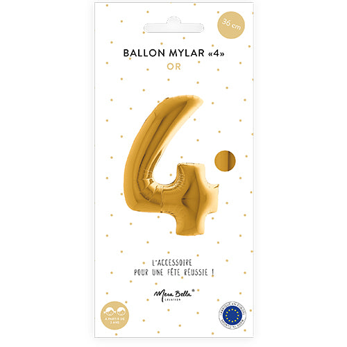 MYLAR BALLOON 36 CM "4" GOLD 