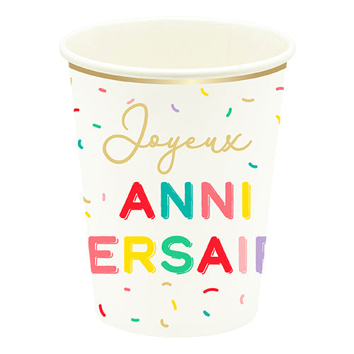 6 gobelets en carton 21cl confettis pop