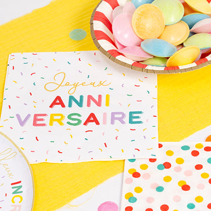 20 serviettes 33x33cm confettis pop