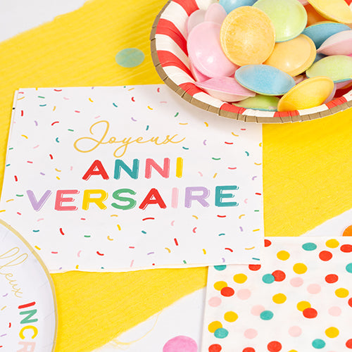 20 serviettes 33x33cm confettis pop