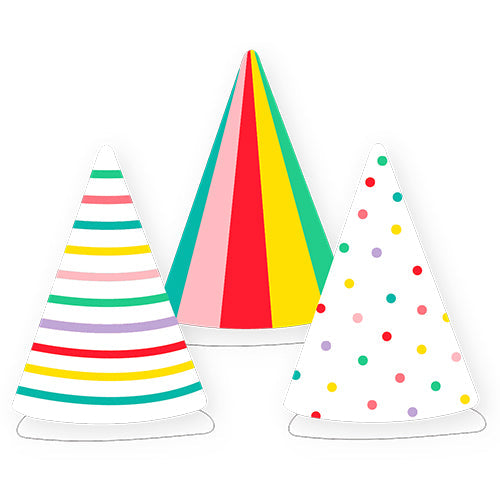 6 chapeaux de fete multicolores
