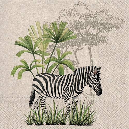 20 SERVIETTES 33X33 PAPIER 100% RECYCLE ZEBRE EN SAVANE