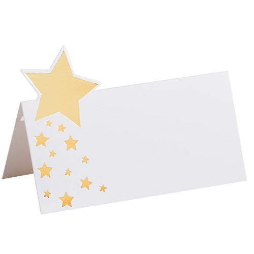 6 marque place en papier etoiles or