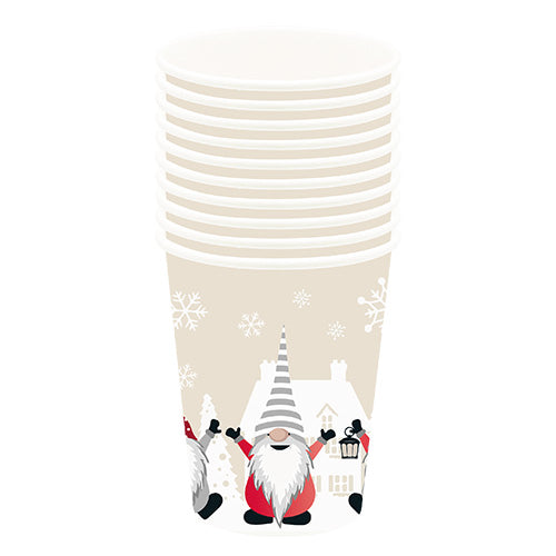 10 gobelets 21cl village de gnomes fond beige