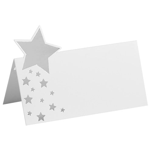 6 marque place en papier etoiles argent