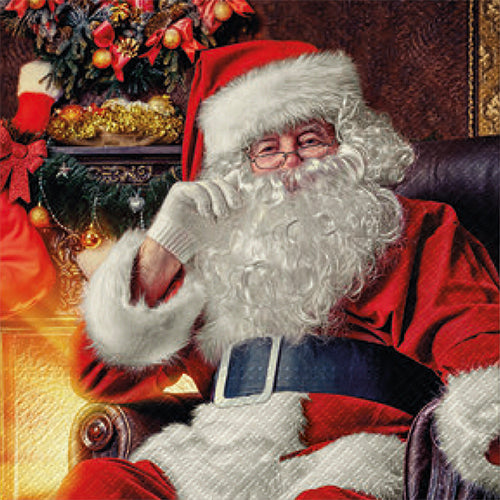 20 serviettes 33x33cm le père noel traditionnel