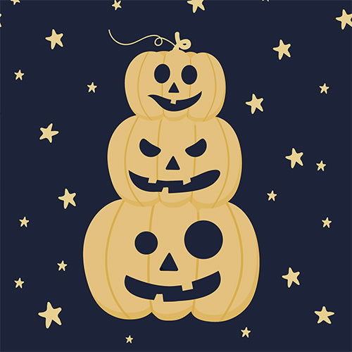20 serviettes 33x33cm totem citrouilles etoiles or fond marine