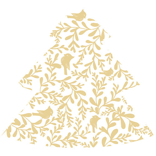 12 serviettes forme sapin new robin or