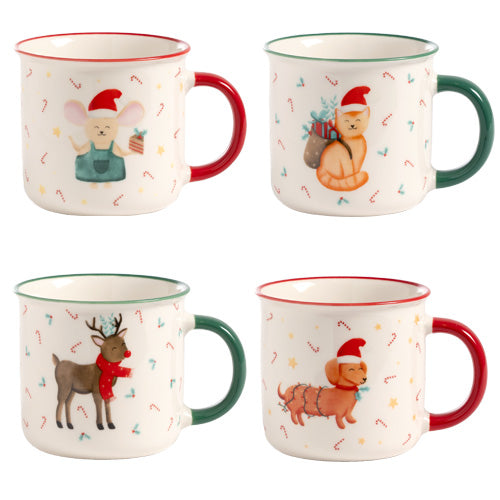 Mugs en porcelaine 380 ml conte de noel 4 décors assortis