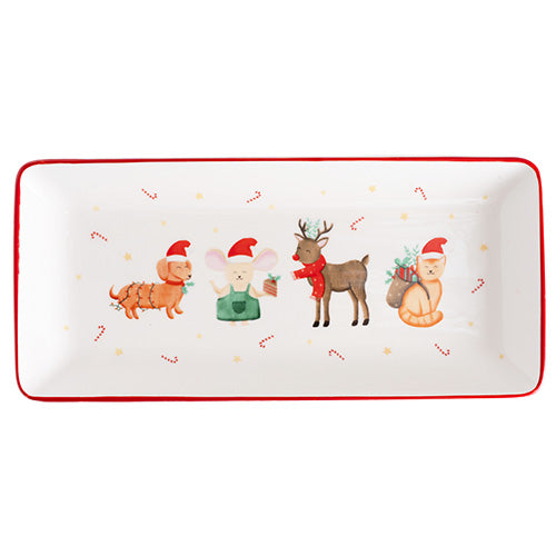 Plateau en porcelaine 25,5 x 11,8 cm conte de noel