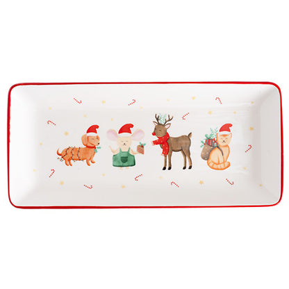 Plateau en porcelaine 25,5 x 11,8 cm conte de noel