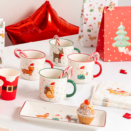 Plateau en porcelaine 25,5 x 11,8 cm conte de noel