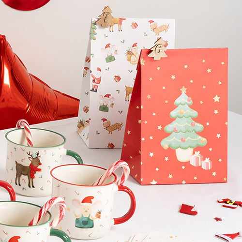 4 sachets et stickers papier 27x15x9,7cm conte de noel