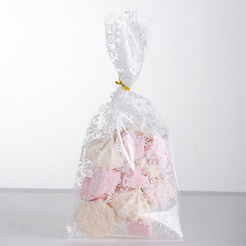 12 sachets plastique alimentaire lien or pour gateaux 27x13