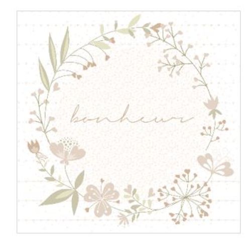 20 Serviettes 33x33 cm bonheur fleuri beige